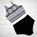 Ankola Women High Neck Bikini Set 2pcs High-Waisted Swimsuits Boho Top and Boys Shorts Black B078YPYYD4